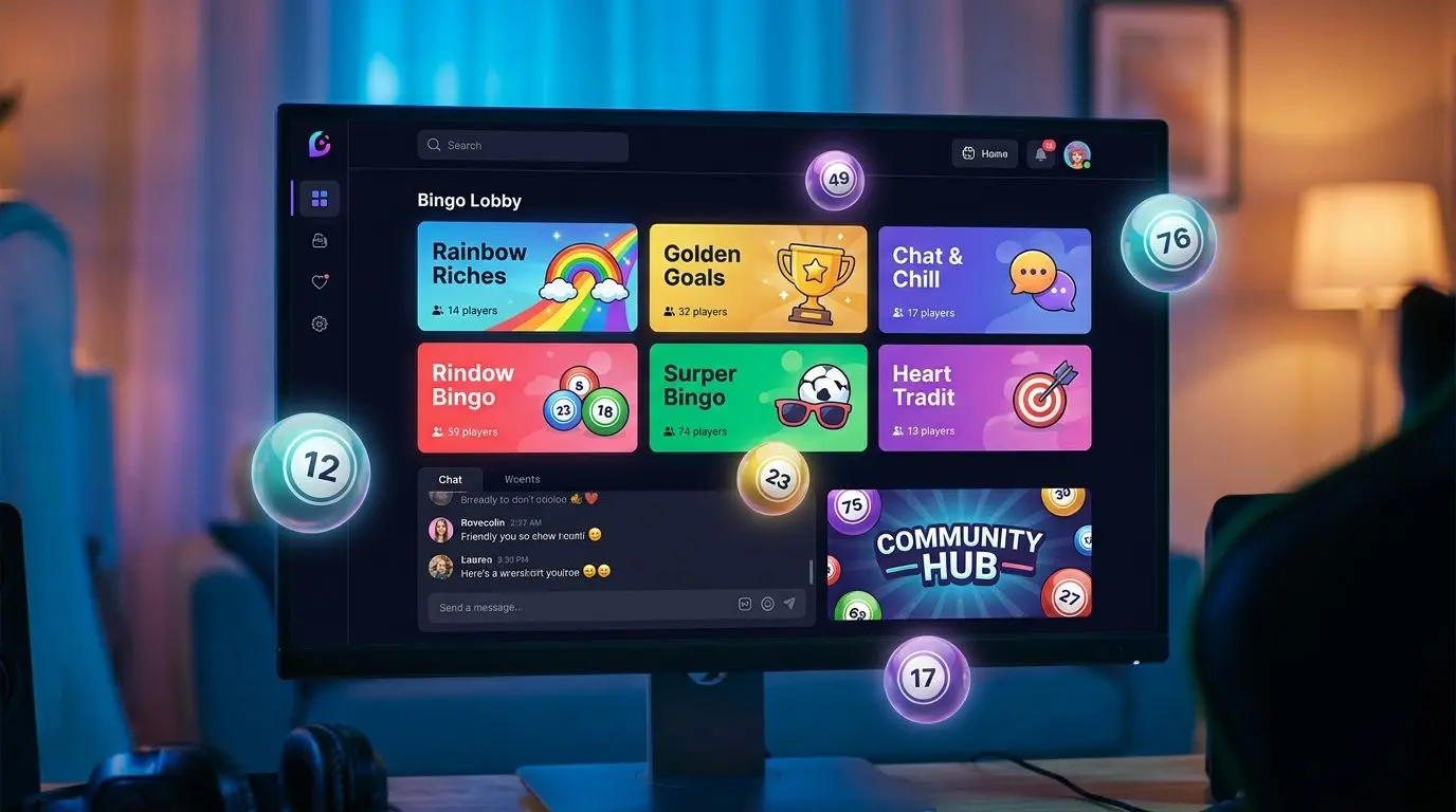 PlayOJO Bingo Lobby mit RĂ€umen Ăbersicht einer typischen Bingo-Lobby mit mehreren RĂ€umen