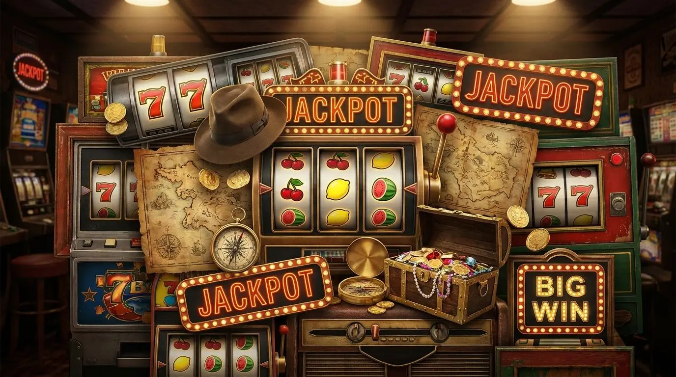 Collage verschiedener Slot-Themen bei PlayOJO