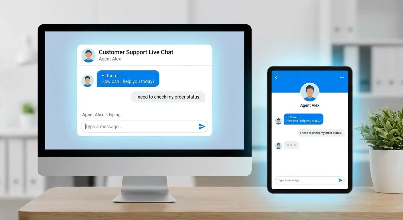 Illustration eines Live-Chat-Fensters im Support-Bereich