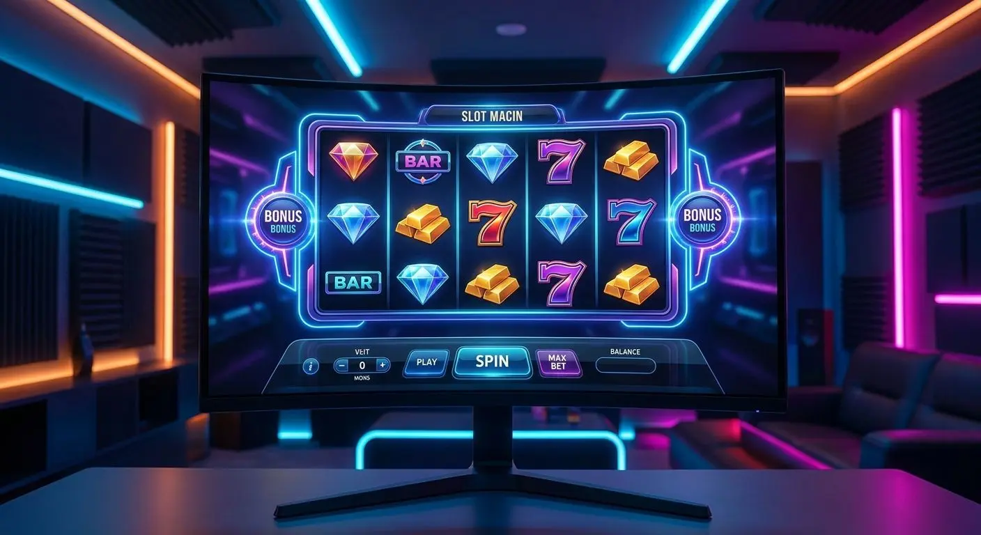 Typische Slot-Software moderner Entwickler Moderner Online-Slot mit Walzen, Symbolen und Bonusanzeigen