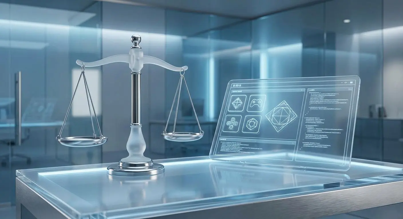 Fairness und Transparenz bei PlayOJO Waage und transparente digitale SpieloberflĂ€che als Symbol fĂŒr Fairness