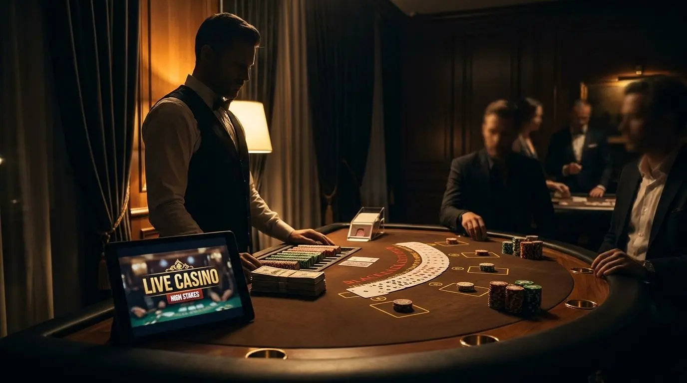 Top High Roller Spiele im Live-Bereich Live-Tisch mit High-Stakes-AtmosphÀre und eleganter Spielszene