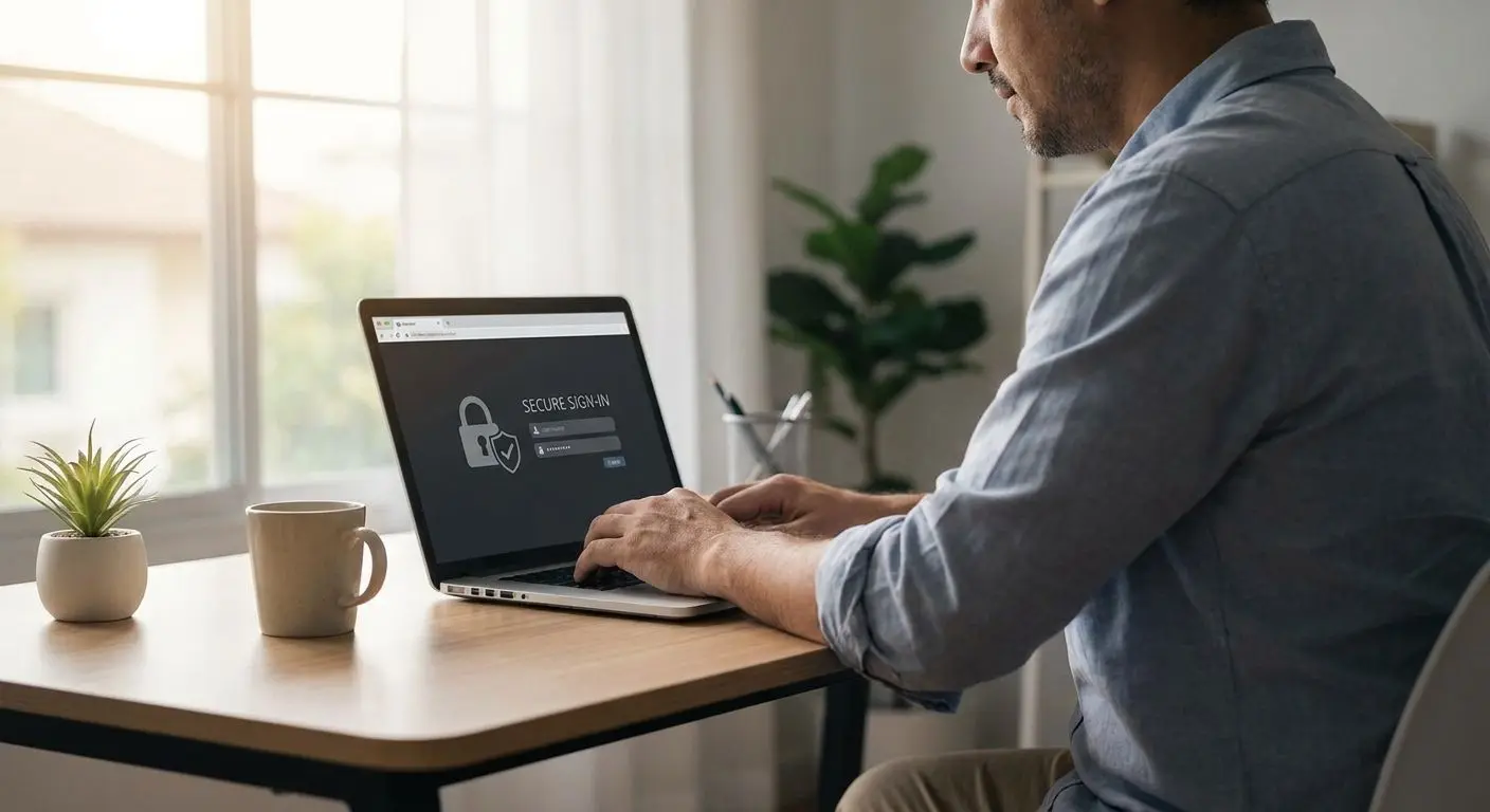 Sichere Online-Anmeldung mit Login-Maske und Schloss-Symbol